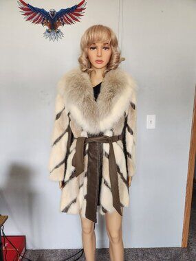 #791 Leather/mink/fox fur coat